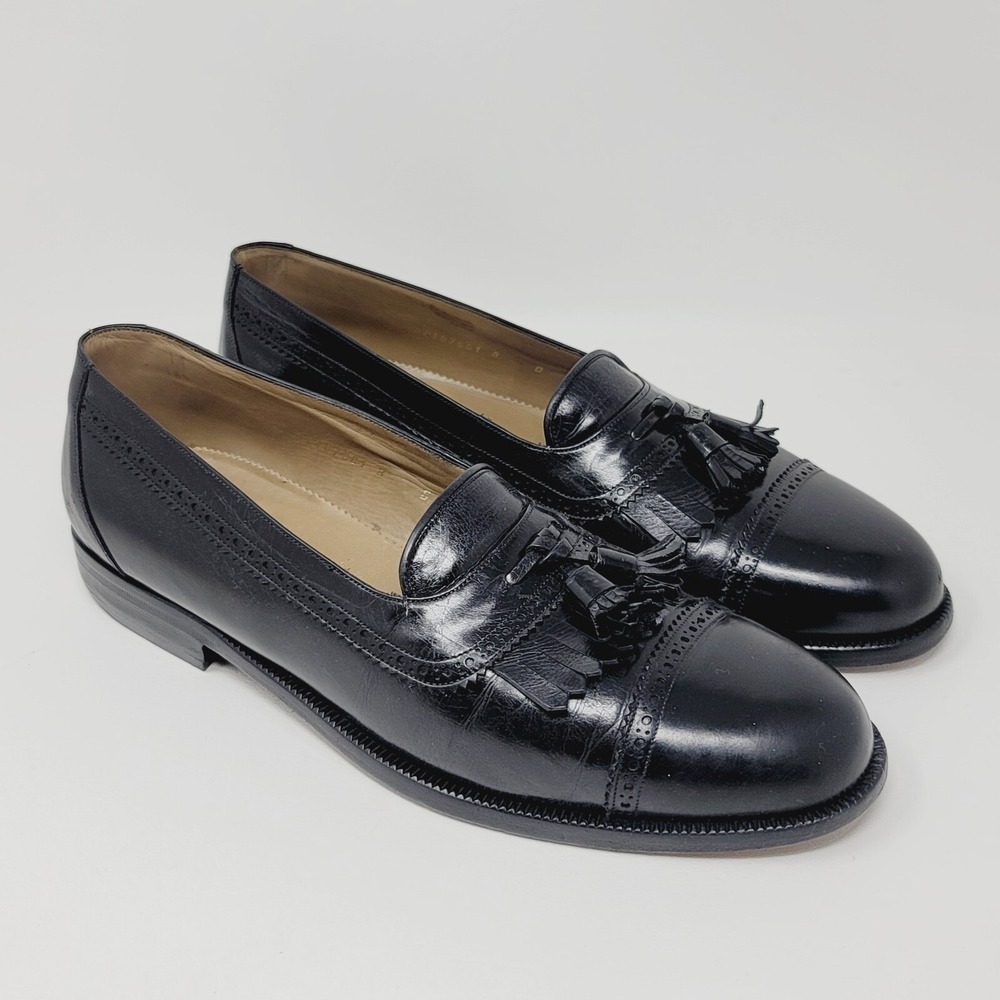 Yanko Espana Mens loafers Sz 8 D Kilti tassel shoes Black Casual Dress spain